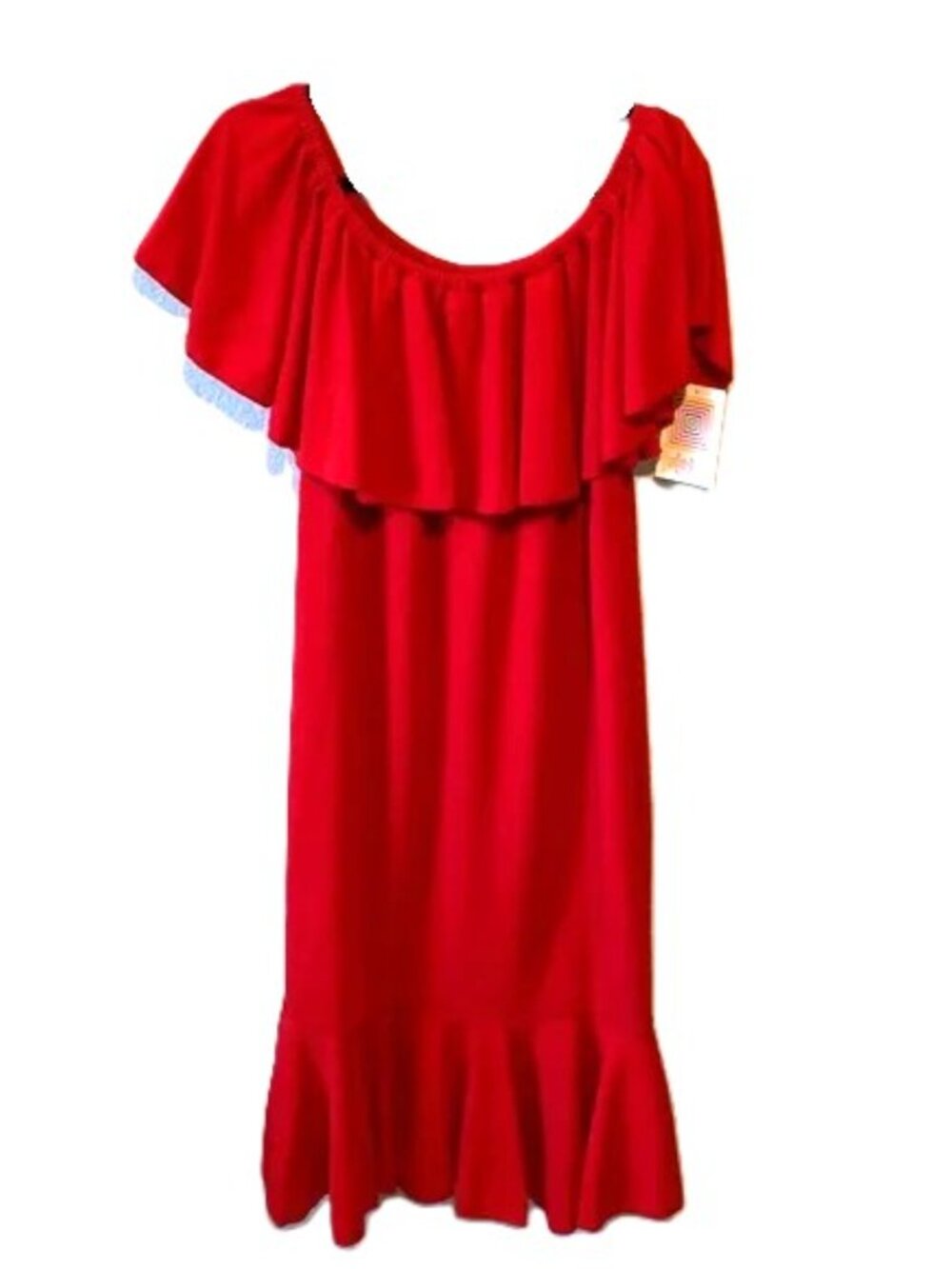 LuLaroe Cici Dress 2XL Fishtail Midi Mermaid Off Shoulder Ruffles Party Wedding
